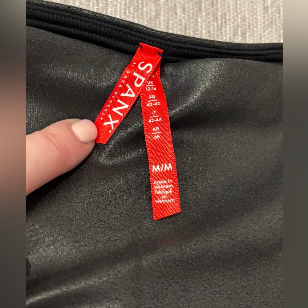 SPANX Black Faux Leather Leggings-size medium - Picture 9 of 16